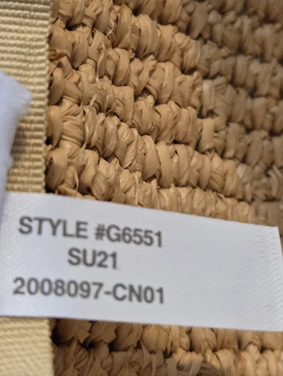 J. Crew G6551 Packable Foldable Raffia Straw Hat Natural Black Band Size S-M - Picture 7 of 11